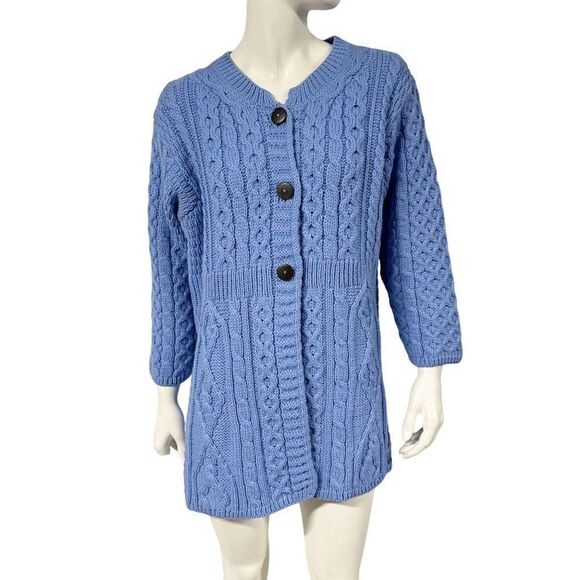Kilronan Merino Wool Chunky Fisherman Ireland Sweater Cardigan - Picture 1 of 8
